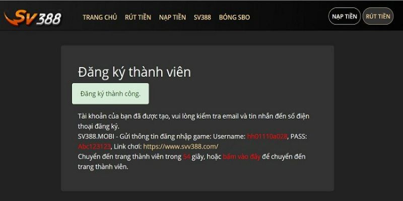 Điều kiện đăng ký sv388 thành công